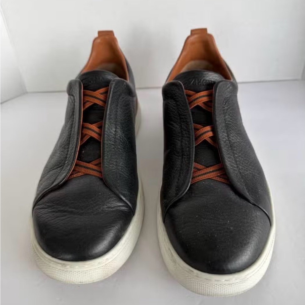 Men's Black and Brown Leather Sneakers